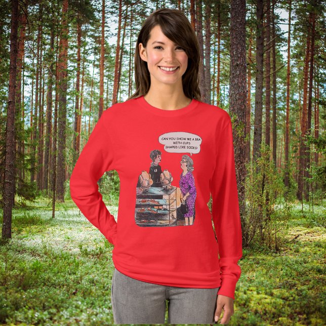 Camiseta Encontrar as mulheres da Bra direita na manga long (Criador carregado)