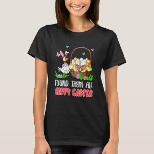 Camiseta Encontraram Todos Feliz Páscoa Coelho Caça Frango 