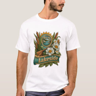 Camiseta Encontre-me à Beira do Lago Remo de Canoa e Flores