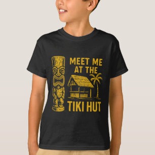 Camiseta Encontre-me no Tiki Hut Retro Luau Férias Ilha