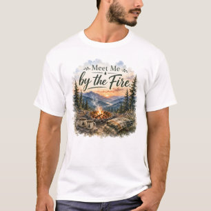 Camiseta Encontre-me pelo pôr do sol da fogueira do acampam