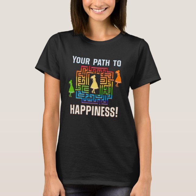 Camiseta ENCONTRE O CAMINHO PARA SUA FELICIDADE labirinto d (Frente)