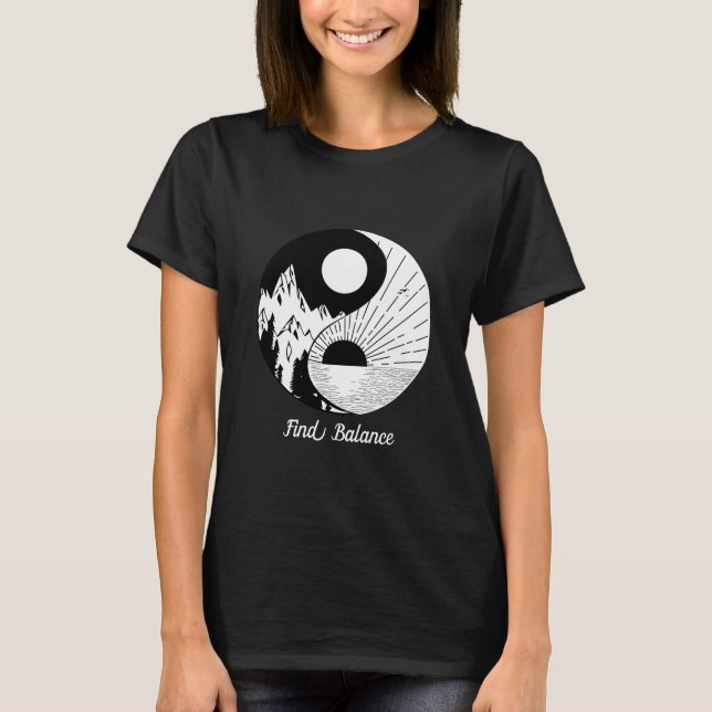Camiseta Encontre o saldo Zen Yin Yang Black White (Frente)