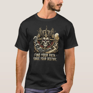 Camiseta Encontre Seu Caminho Caveira Fênix Bússola Aventur