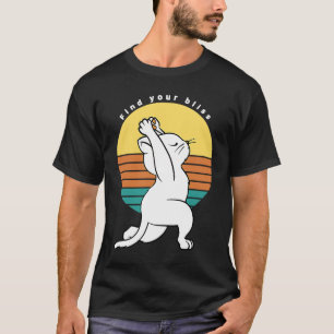 Camiseta Encontre Seu Presente de Gato de Yoga Retro Bliss