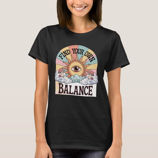 Camiseta Encontre Seu Próprio Equilíbrio Sol Celestial (Frente)