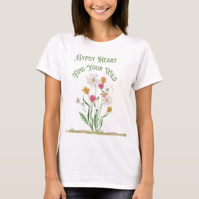 Camiseta Encontre Seu Tee-Botânico Floral Selvagem (Frente)