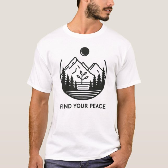 Camiseta Encontre sua paz" Teto motivacional para uma mente (Frente)