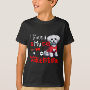 Camiseta Encontrei meu maltês do Dia dos Namorados Com Flor