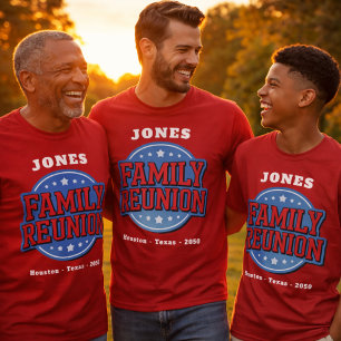 Camiseta Encontro da Família Vermelha, Branca e Azul