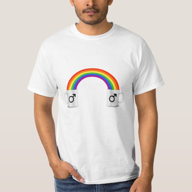Camiseta Encontro de café com arco-íris gay (Frente)