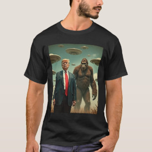 Camiseta Encontro engraçado de Trump com Bigfoot Ufo Alien
