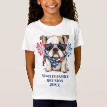 Encontro familiar do Bulldog Vermelho e Azul do di