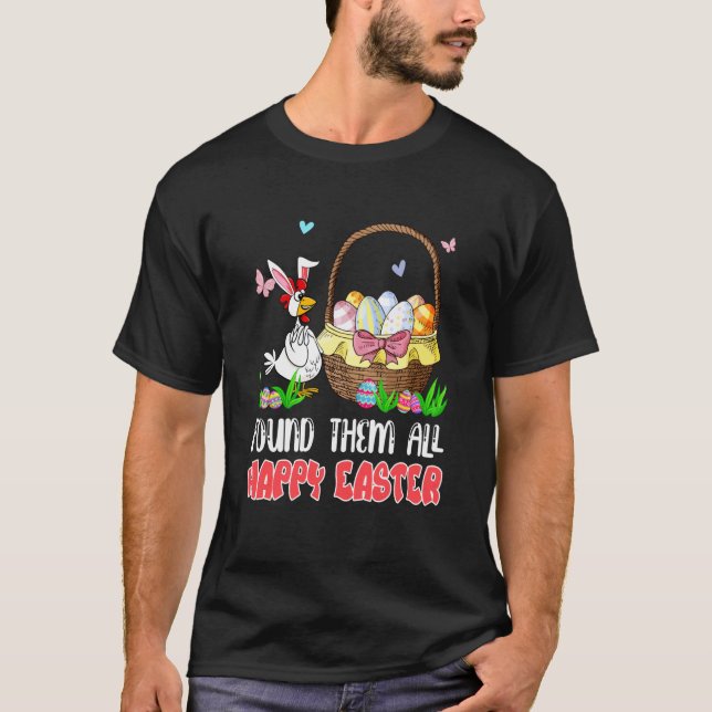 Camiseta Encontrou Todos Coelho de Páscoa Feliz Caça de Gal (Frente)
