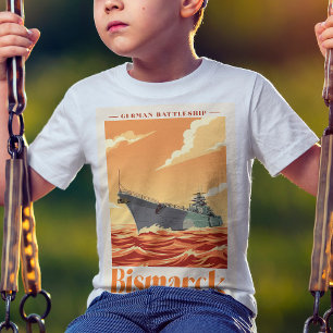 Camiseta Encouraçado Alemão Bismarck - Cartaz Naval Antigo