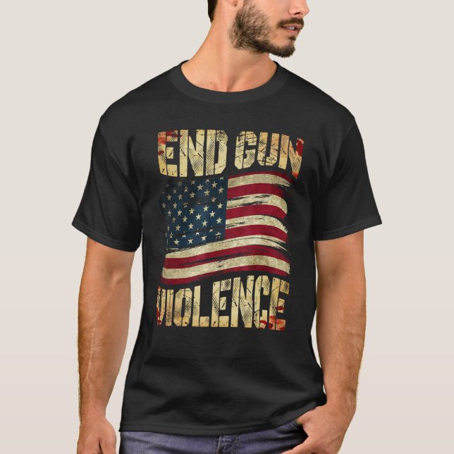 Camiseta End Gun Violence Awareness US Flag Gun Control (Frente)
