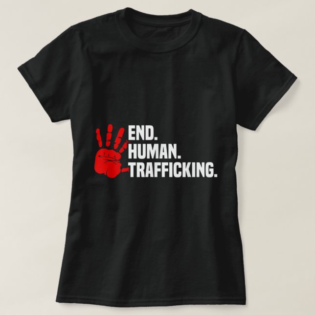 Camiseta End Human Trafficking Red Handprint Stop Human Tra (Frente do Design)