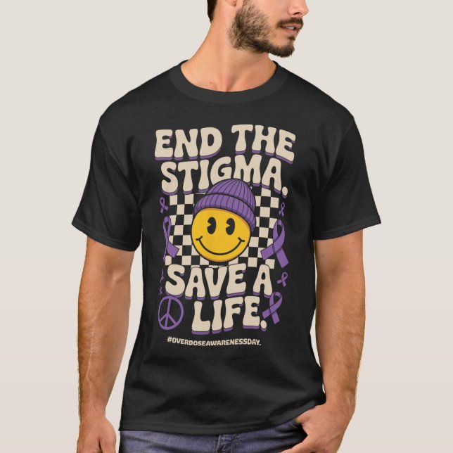 Camiseta End The Stigma Save A Life Groovy Overdose Awarene (Frente)