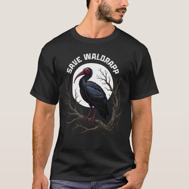 Camiseta Endangered birds: waldrapp or nortern bald ibis (Frente)