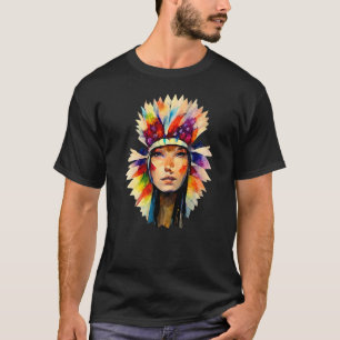 Camiseta Endereço Colorido Psicodélico Ind Americano Nativo