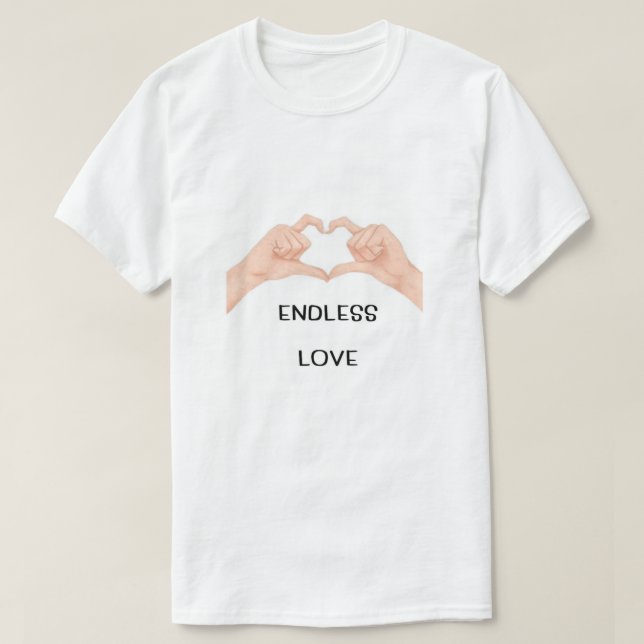 Camiseta Endless Love Heart Hands (Frente do Design)