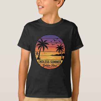 Camiseta Endless Summer Sunset Palm Trees Vintage Beach T-S