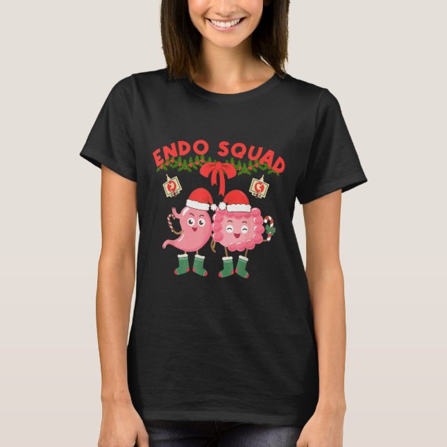 Camiseta Endo Squad Nurse Stomach Santa Hat Endoscopy Tech  (Frente)