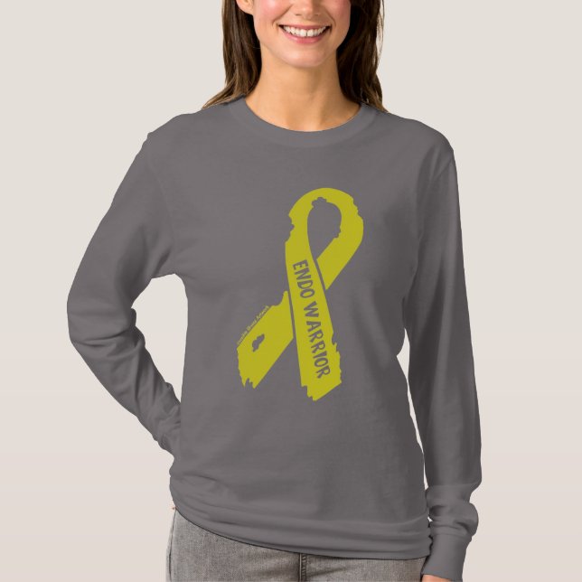 Camiseta Endometriose rasgada guerreiro da fita… (Frente)