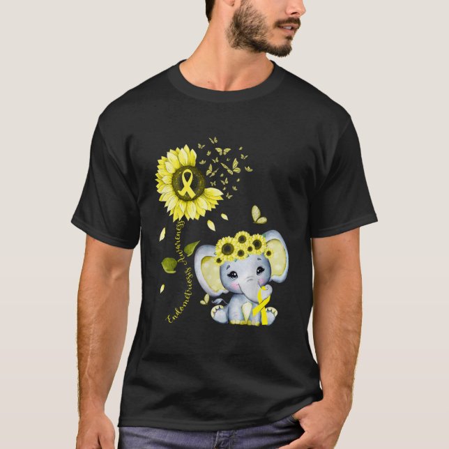 Camiseta Endometriosis Awareness Yellow Hippie Sunflower El (Frente)