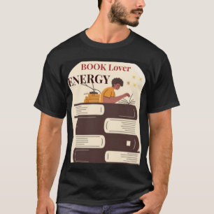 Camiseta Energia de Amante de Livros Minimal Tipografia Des