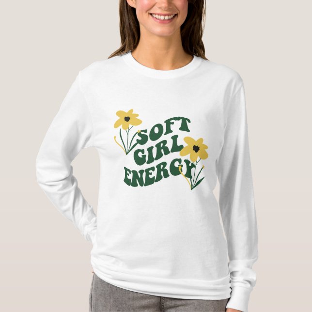 Camiseta Energia de Menina Soft Flores Retro (Frente)
