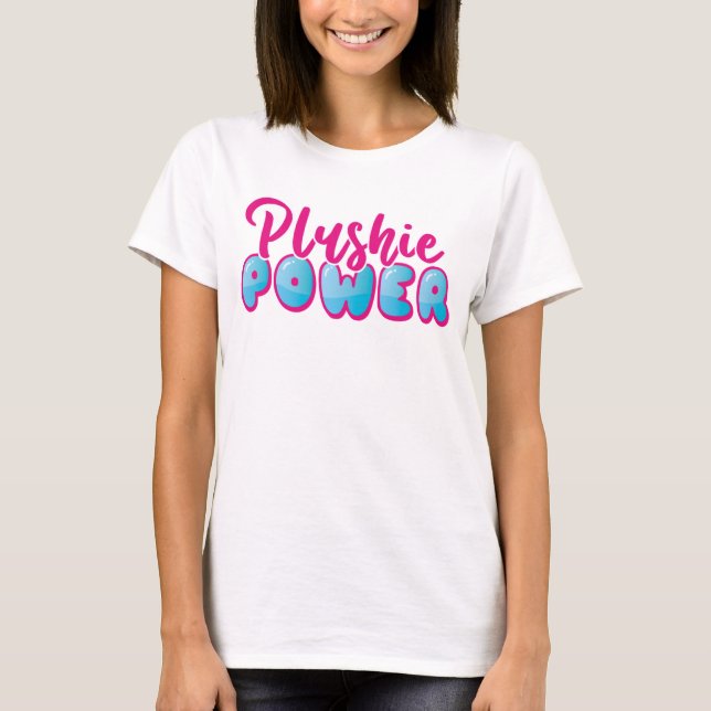 Camiseta Energia de plugue azul-rosa-rosa-branca Kawaii (Frente)
