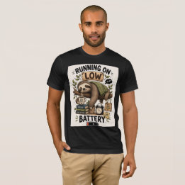 Camiseta Energia de Preguiça Cansada Carregando Vida Lenta
