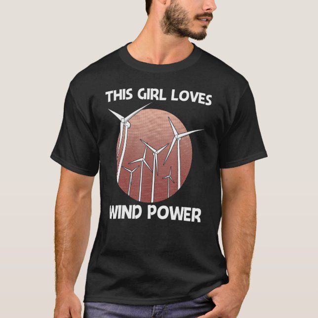 Camiseta Energia Eólica legal Para Meninas Crianças Renovaç (Frente)