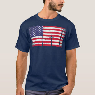 Camiseta Energia Eólica Moinho de vento da bandeira america