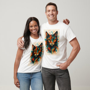 Camiseta Energia Felina - Arte Expressionista de Gato Abstr