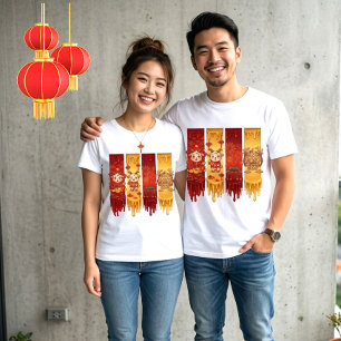 Camiseta Energia Líquida Gotejamento-Arte Ano Novo Chinês 2