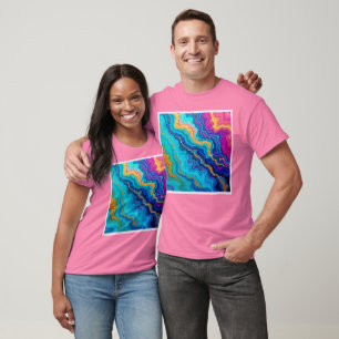 Camiseta Energia Mística Teal e Dourada