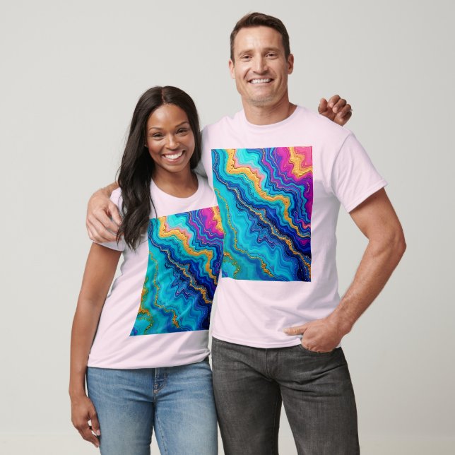 Camiseta Energia Mística Teal e Dourada (Unissex)