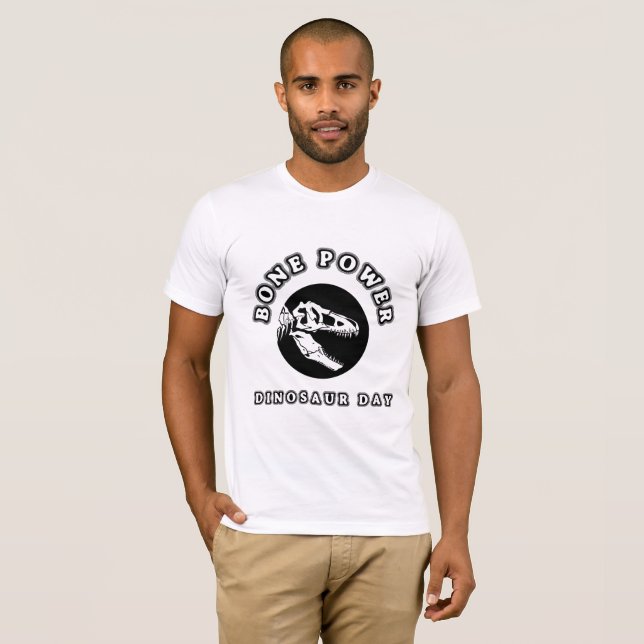 Camiseta Energia óssea - Design do crânio do dinossauro (Frente Completa)