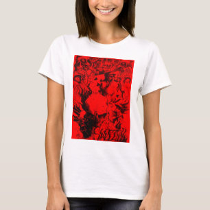 Camiseta Energia Preto no Vermelho: Arte Gráfica Abstrata d