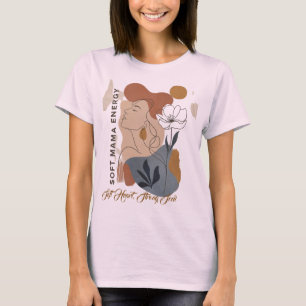 Camiseta Energia Suave da Mamãe Arte Abstrata Floral Boho M