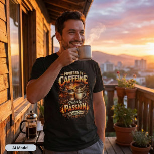 Camiseta Energizado pela Cafeína - Amante de Café
