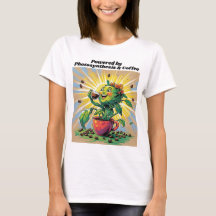 Camiseta 'Energizado pela Fotossíntese e Café'