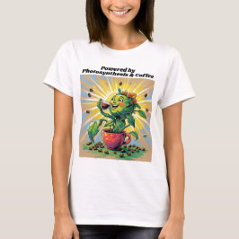 Camiseta 'Energizado pela Fotossíntese e Café'