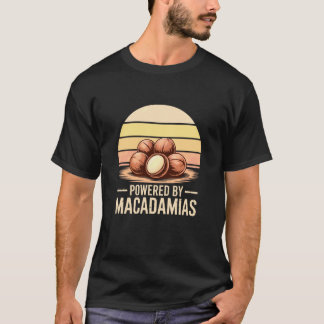 Camiseta Energizado por Macadamias Pôr do Sol Tropical Retr