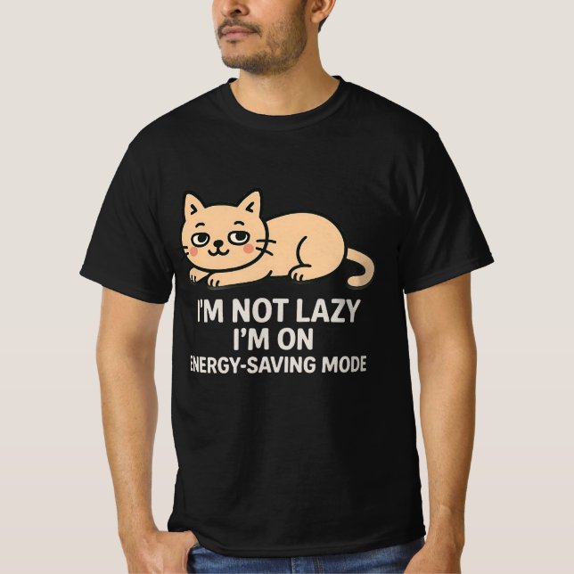 Camiseta Energy Saving Mode Cat Funny Lazy Humor T-Shirt (Frente)