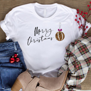 Camiseta Enfeite de árvore de Natal com estampa de leopardo