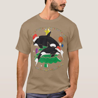 Camiseta Enfeite de árvore de Natal da família de orcas
