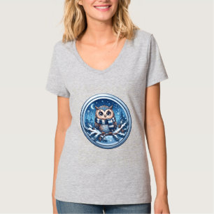 Camiseta Enfeite de Coruja de Inverno Fofa